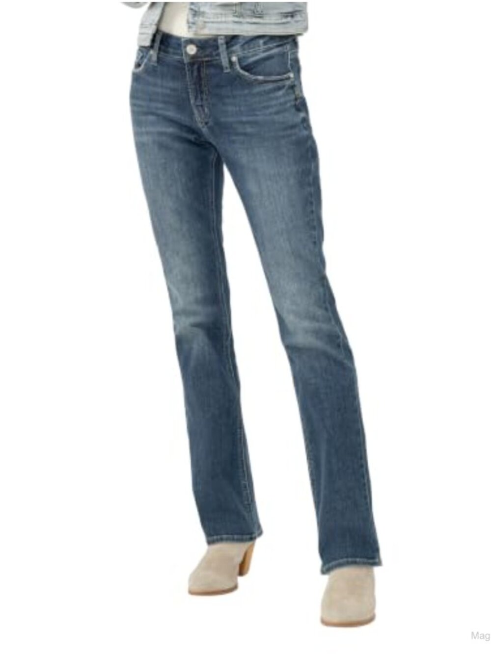 Women's Mid Rise Slim Bootcut Jeans Cotton Blend 5 Pocket